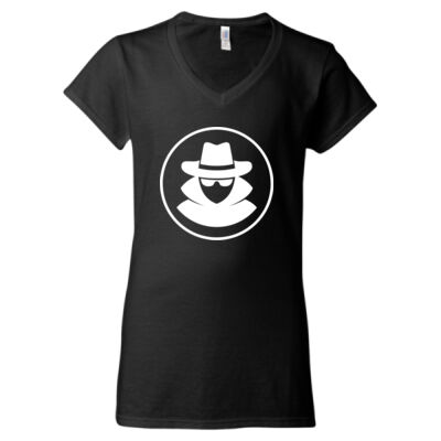 Incognito Logo White Ladies - Softstyle® Women’s V-Neck T-Shirt Thumbnail
